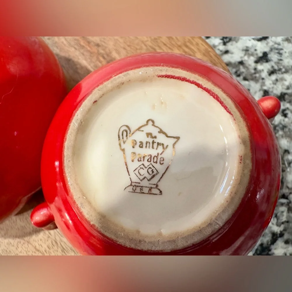 Vintage Pantry Parade Tomato Lidded Ceramic Condiment Jar &‎ Sugar Bowl